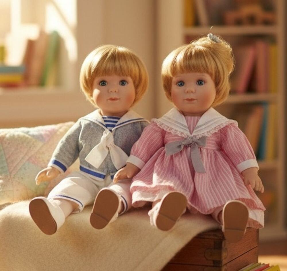 Danbury Mint Meg & Michael Precious Pairs Twin Dolls Jennifer Schmidt Porcelain